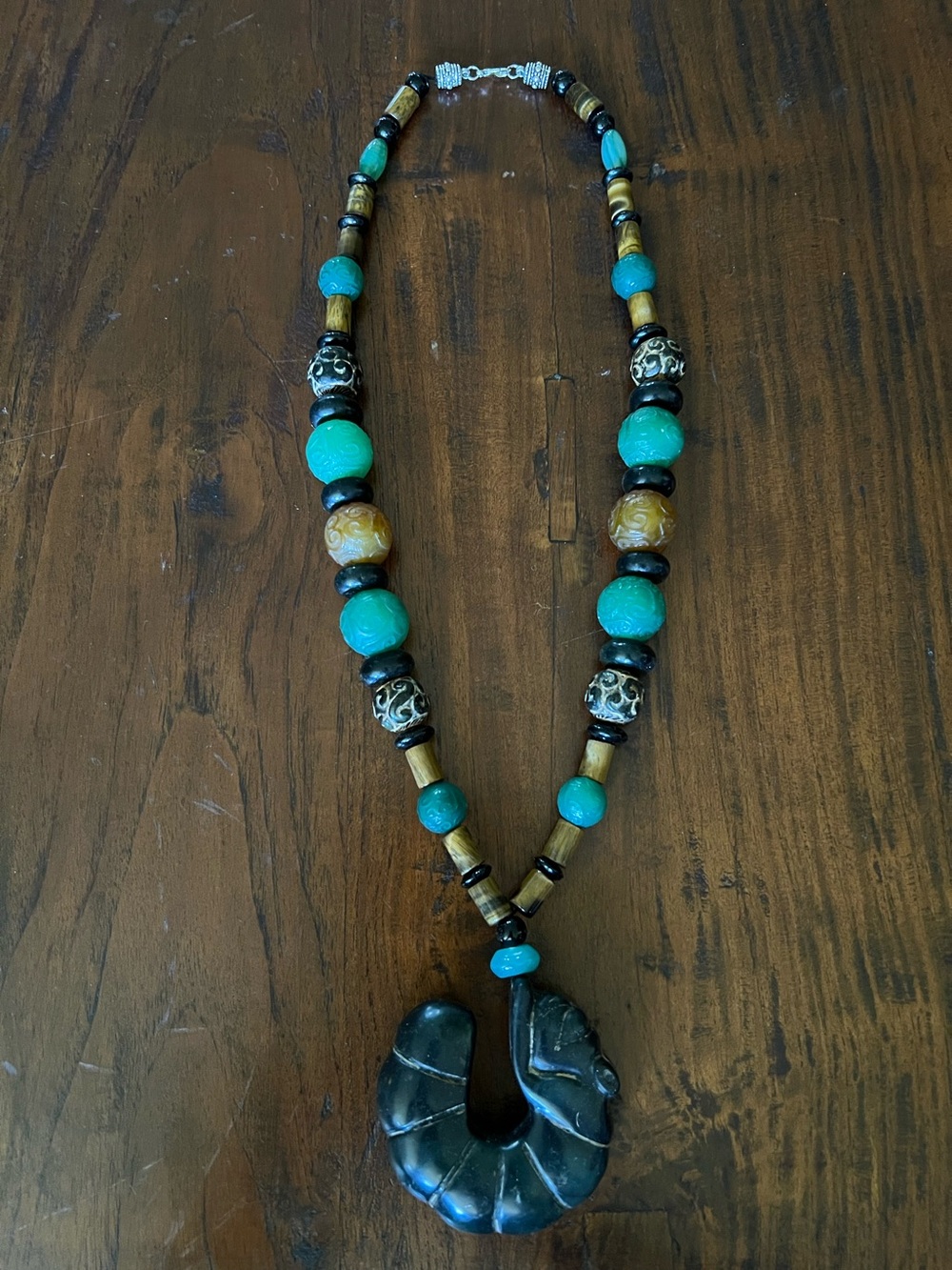 Handcrafted Jade and semi-precious stone necklace